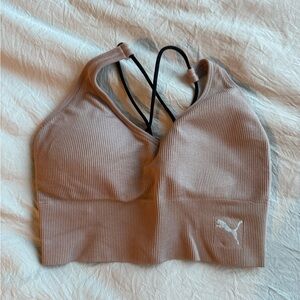 Puma Women's Ribbed Tan Sports Bra